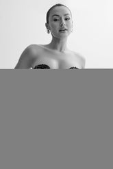 Zariah Strapless Sequin V Corset - Black